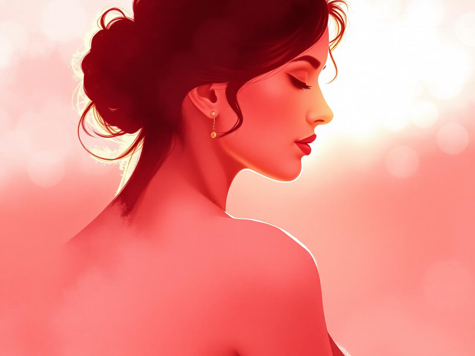 A woman in a moment of quiet reflection, bathed in warm golden light